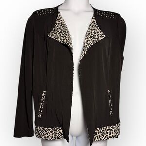 Chico's Studded Open Black and White Mosaic‎ mob wife Jacket